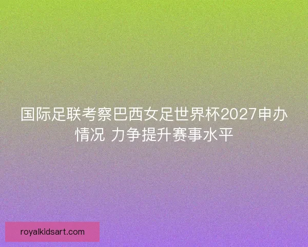 国际足联考察巴西女足世界杯2027申办情况 力争提升赛事水平